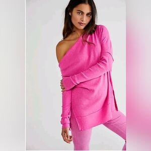 Free People We The Free Get It Together Pink Off- Shoulder Tunic Top